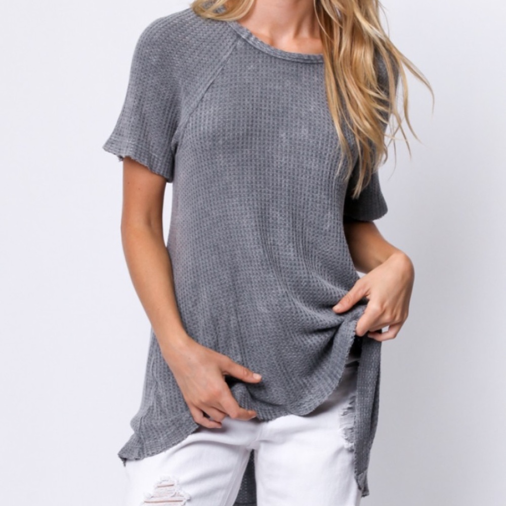 Grey SL Waffle Knit Tee